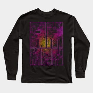 Amman, Jordan City Map Typography - Neon Long Sleeve T-Shirt